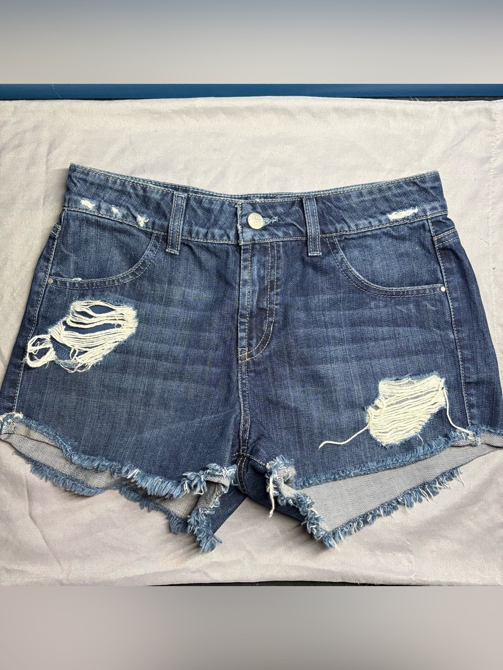 Guess Distressed Blue Denim Jean Shorts